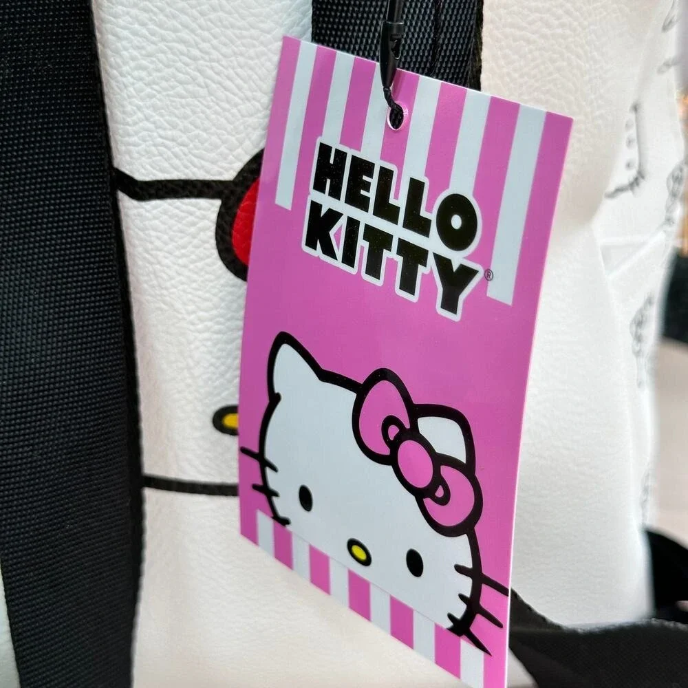 Hello Kitty Mini Backpack White Red Bow Faux Leather Sanrio 10" - Picture 5 of 16